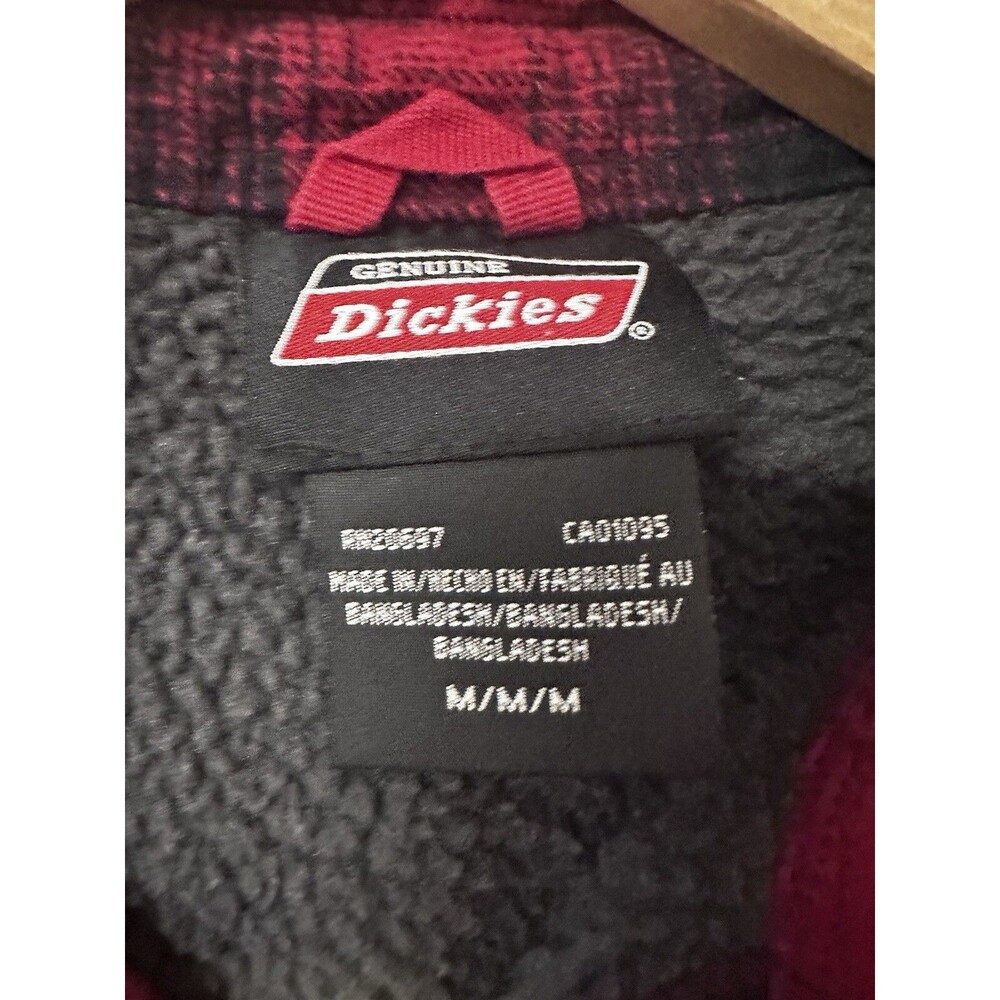 Dickies Jacket Mens Medium Red Buffalo Plaid Sherpa Lined Full Zip - Picture 5 of 5